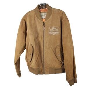 High Rollers Experiment by Chevignon Mens L Tan Suede Jacket Embroidered